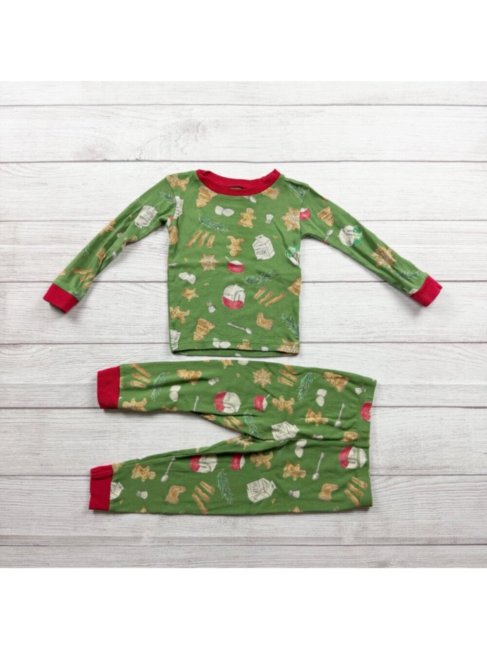 Burt’s Bees Baby Organic Cotton Green Holiday Pajamas Set Toddler 18-24 Months - Picture 2 of 4
